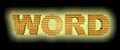 YellowÃ¢â¬â¢s glow 3D orange color wordÃ¢â¬â¢s text made up of the letters w..o..r..d. on black background